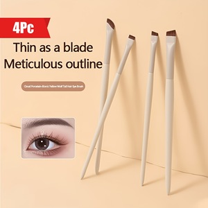 Pincel delineador de ojos de fibra artificial blanco de venta caliente, pincel de maquillaje de plástico con hoja fina <span class=keywords><strong>biselada</strong></span> - Product Image 3