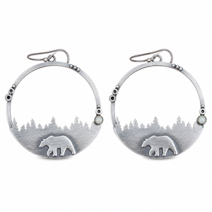 Orecchini pendenti creativi a forma di orso verde con cerchio, gioielli vintage di tendenza per donna - Product Image 1
