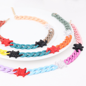 Nueva Moda calle Mezcla color alambre gargantilla cadena esmerilada Hip Hop Cool Boy acrílico collar hombres - Product Image 2