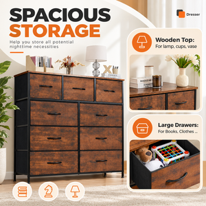 En gros, Meuble de rangement haut en tissu avec plateau en bois et structure en acier, commode à tiroirs pour chambre, dressing, entrée, chambre d'enfant - Product Image 4