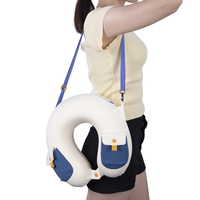 Oreiller de voyage OEM en mousse à mémoire de forme à col en U, motif dessin animé, avec sangle d'épaule détachable, portable et support cervical pour la nuque