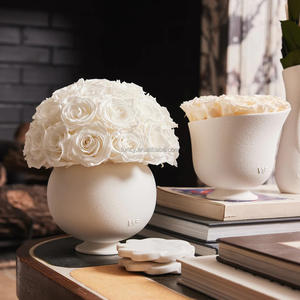 Arrangement en forme de dôme <span class=keywords><strong>VASE</strong></span> rond en porcelaine Eternal Forever Eternity <span class=keywords><strong>Rose</strong></span> fleur préservée - Product Image 5