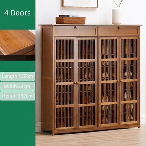 Farmhouse Multi-Tier Tall <strong>Shoe</strong> Storage <strong>Cabinet</strong> &amp; Rack Organizer for Entryway <strong>Hallway</strong> in Brown - Product Image 3