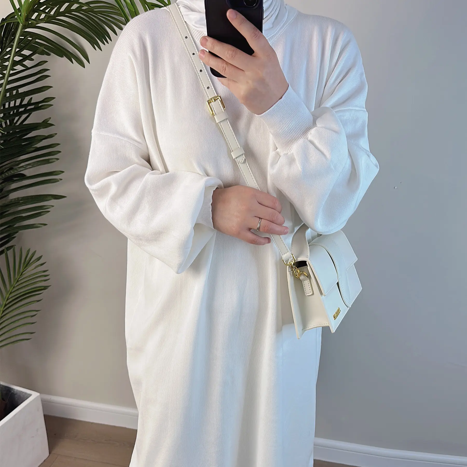 Abaya Modest Sets Knit Fabric Women's Dress Jumper and Pants Muslim Women Two Piece Set Suit Women's Winter Jilbab Abaya