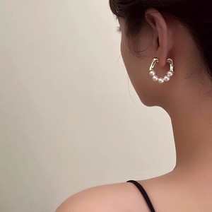 WENCHI 10900 22571 Boucles d'oreilles manchette fines en argent S925, accessoires DIY pour perles, support creux pour perles multi-perles de 5-7mm, plaqué or 22k - Product Image 4