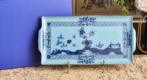 Plateau de service rectangulaire en porcelaine de style italien avec deux poignées, motif paysage vintage, assiette décorative pour table de mariage - Product Image 3