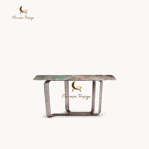 Meuble d'entrée de salon moderne et luxueux, table <span class=keywords><strong>console</strong></span> <span class=keywords><strong>extensible</strong></span> avec plateau en marbre et base en acier inoxydable pour usage domestique - Product Image 4