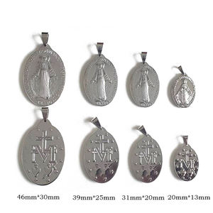 4 Tailles Médaillon Madonna Médaille Catholique Charme Acier Inoxydable Religieux Argent Ovale Pièce Vierge <span class=keywords><strong>Marie</strong></span> Pendentif Bijoux - Product Image 4