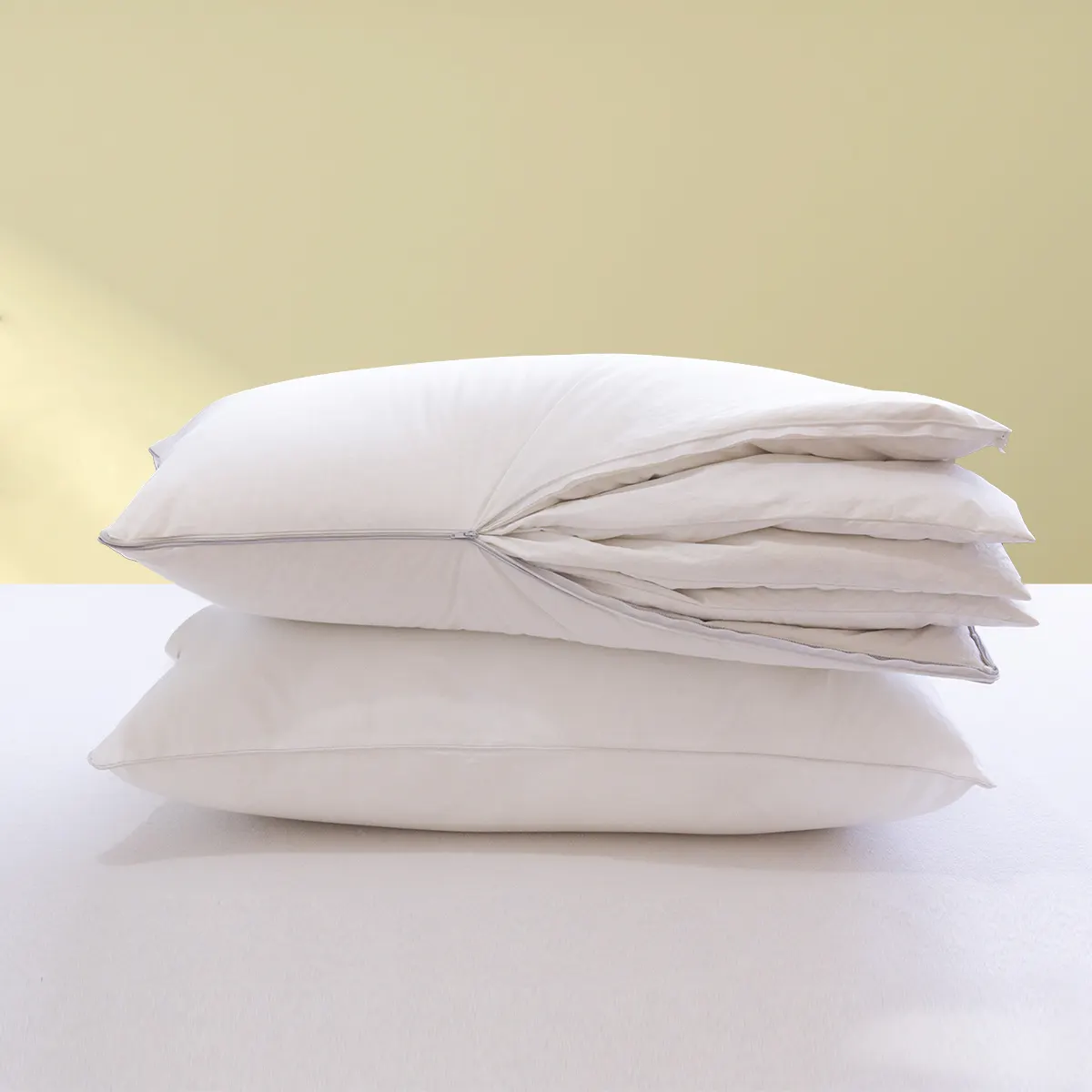 Down Pillows Sale UK Body Three Chamber Solid Color Throw Wholesale Organic White Feather Goose Pillow Height Adjustable