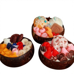 Vela de Smoothie em Tigela de Coco Personalizada, Vela de Cera de Soja para Sobremesas com Marca Própria para Atacado, Decoração Estética Tropical para Casa - Product Image 2