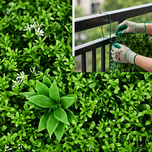 Tuile de jardin vertical artificielle verte résistante aux UV, panneau mural décoratif en feuilles, tapis de verdure pour aménagement intérieur et extérieur - Product Image 5