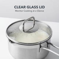 Marmite en acier inoxydable avec couvercle et poignée unique, petite casserole à lait compatible induction et gaz, ustensile de cuisson en gros