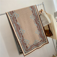 Vente d'usine Écharpe en jacquard floral double face en polyester doux et chaud pour femmes, chaîne à lettres, châle de climatisation épais