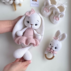 Vendita calda nuovo arrivo Amigurumi personalizzato adorabile cartone animato fatto a mano all'uncinetto <span class=keywords><strong>coniglietto</strong></span> per bambini artigianato regalo - Product Image 5