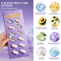 Ensemble de capsules de soins de la peau pour voyage BS-MALL, kit hydratant en 7 étapes, hyaluronate de sodium, niacinamide, squalane, tonique, essence, crème pour les yeux