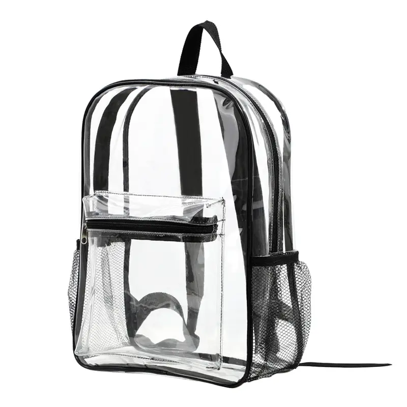 Sac à dos Transparent en plastique PVC de grande capacité et résistant, sacoches d'école pour étudiants femmes filles