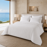 Ensemble de literie d'hôtel de luxe 100% coton brodé 4 pièces, housse de couette blanche, drap, taie d'oreiller pour hôtel 5 étoiles