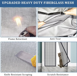 Vente en gros de moustiquaire magnétique moderne Magic Black Window Door Mesh Rideau de porte en fibre de verre ignifugé pour moustiquaire 36 - Product Image 2