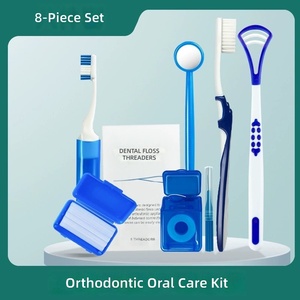 Kit de soins bucco-dentaires orthodontiques 8 pièces avec guide pour fil dentaire, ensemble d'outils de nettoyage pour appareils dentaires, kit dentaire réutilisable pour <span class=keywords><strong>la</strong></span> maison - Product Image 1