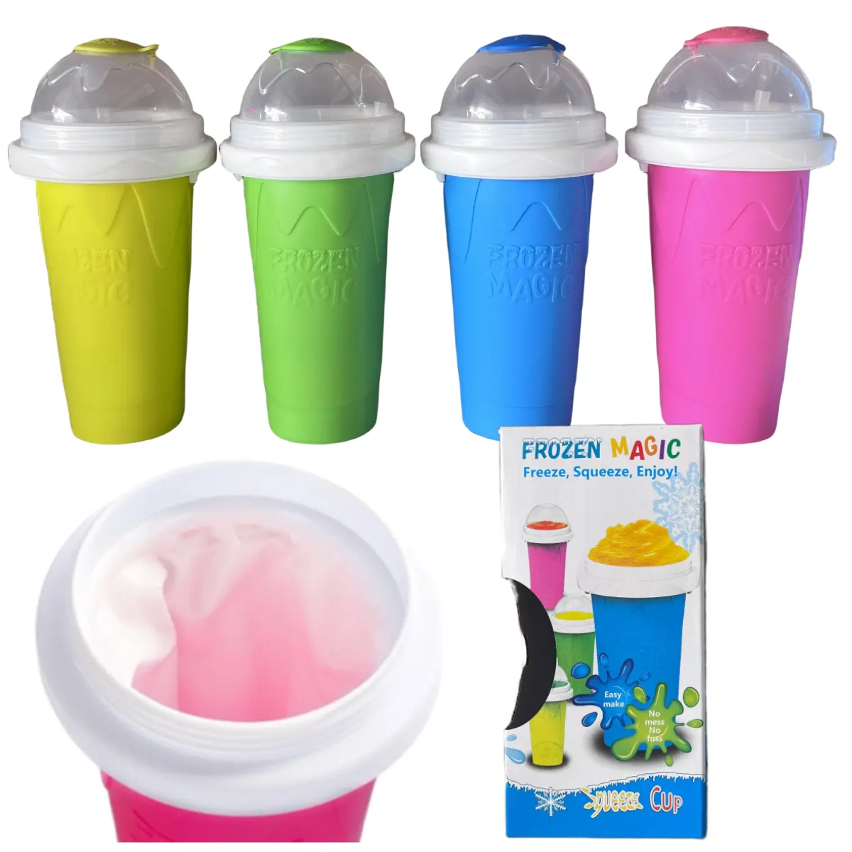 DIY Smoothie Cups Freezes Getränke Double Ice Slushie Cup Cooling Maker Becher Gefrier becher Tools Portable Squeeze Icy Cup