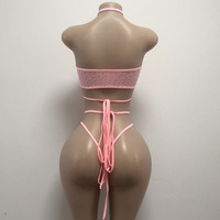 Ensemble de Performance Exotique Deux Pièces pour Femme en Spandex, Haut Tube et Justaucorps de Pole Dance, Strass, Lingerie Sexy pour la Danse de Salon