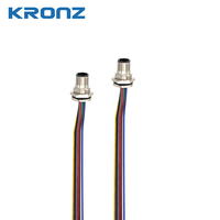 Connecteur d'alimentation industriel KRONZ M12 à 12 broches, montage sur panneau, prise droite, codage A, cuivre, IP67, verrouillage par vis, OEM/ODM