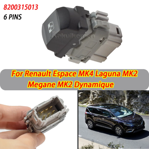 Renault <span class=keywords><strong>Megane</strong></span> Laguna 2 Espace <span class=keywords><strong>4</strong></span> 8200315013 Commutateur de lève-vitre de voiture électrique Bouton unique Lumière orange 6 broches Nouveau - Product Image 2