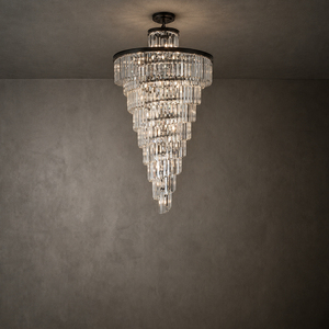 Lámpara colgante de cristal cónica moderna de varios niveles con cadena ajustable, candelabro de múltiples capas para vestíbulo, decoración de lujo para el hogar - Product Image 6