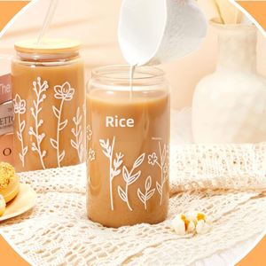 Vaso de Vidrio Borosilicato con Tapa de Bambú, Color Sólido, Portátil, Resistente a Altas Temperaturas, Ecológico, para Leche, Té, Café, Jugo - Product Image 3