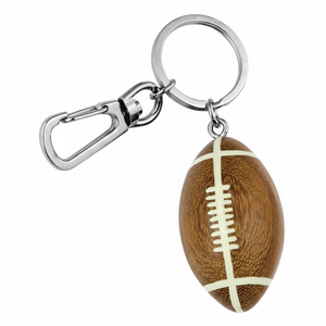 Porte-clés en bois en forme de ballon de rugby, accessoire sans boîte - Product Image 2