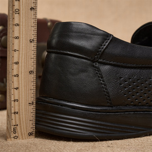 Mocassins en cuir véritable respirant pour hommes, bout rond, à enfiler, chaussures décontractées d'été, semelle intermédiaire en EVA, semelle extérieure en caoutchouc - Product Image 2