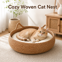 Coussin pour chat tressé écologique et respirant, semi-fermé, en herbe naturelle, coton PP et bambou, toutes saisons, tapis d'été 35-48cm