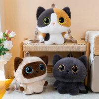Tas Ransel Boneka Kucing Bulu Lembut Kawaii, Tali Bahu Dapat Disesuaikan, Kapasitas Besar, Tas Selempang Kartun Kitty