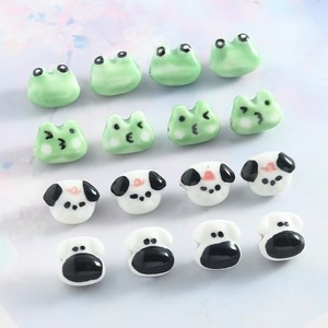 Perline in Ceramica a Forma di Cane e Rana per Bambini, Perline Sciolte Animali con Foro Trasversale per Braccialetti Fai da Te, Accessori Piccoli per Braccialetti - Product Image 1