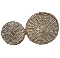 Panier plat rond en osier multifonctionnel de style moderne, écologique, couleur naturelle, pour l'affichage de bonbons et le rangement de pique-niques