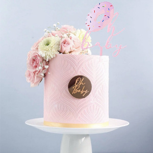 Decoración de Pastel de Acrílico con Letras de Donut, Tema Miel y Dulzura, Rosa y Azul, para Baby Shower - Product Image 5