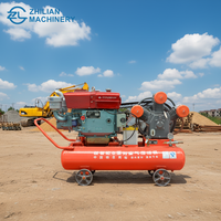 Compresseur d'air à piston diesel portable Zhilian 12V W1.8/5 18HP 5Bar pour le forage de roches, les travaux de carrière et la construction