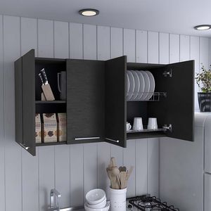 Armoire de cuisine DB Durham Design moderne à quatre portes en bois massif finition wengue noir et panneau MDF Style bois de chêne - Product Image 5