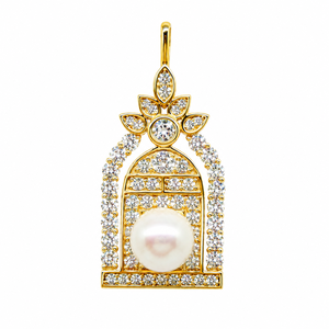 Pendentif Porte de Bonheur UM Jewelry en Argent 925 Plaqué Or 18K avec Perle d'Eau Douce et Zircon Blanc Certifié NGTC Unisexe Anniversaire - Product Image 1