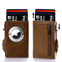 Dompet Mini Klasik FangShui Kulit PU Anti RFID untuk Bisnis, Tempat Kartu Kredit Otomatis Aluminium 6 Inci dengan Tombol, Tebal 10mm