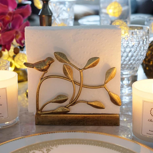 Support de rangement élégant pour serviettes en <span class=keywords><strong>papier</strong></span> jetables, avec motif d'oiseau doré, support de serviettes en métal doré pour cocktails - Product Image 2