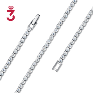 Pulsera de Moissanita de 3mm, Plata de Ley S925, Una Sola Hilera, 4 Puntas, Clásica y Elegante, para Mujeres y Hombres - Product Image 6