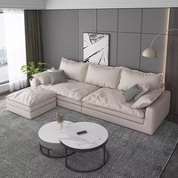 Canapé sectionnel moderne de luxe de style européen en forme de L avec fonction de refroidissement éponge touffetée pour appartement villa meubles de salon