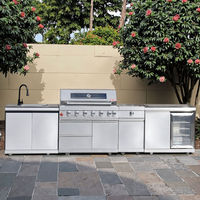 Barbecue de luxe haut de gamme en acier inoxydable intégré pour extérieur, gaz GPL/GN/Butane, brûleurs réglables, allumage électronique, idéal pour les fêtes