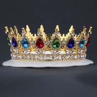 Couronne de concours en argent entièrement réglable, couronne de gagnant colorée, cercle de mariée en or, diadème de princesse