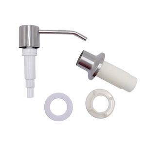 Distributeur de savon argenté 500 ml, presse manuelle en acier inoxydable, installation facile pour évier de cuisine - Product Image 1