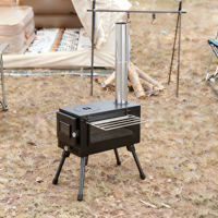 Fourneau pliable en acier au carbone portable, design moderne multifonctionnel pour brûler du bois et du charbon de bois, pour le camping en plein air