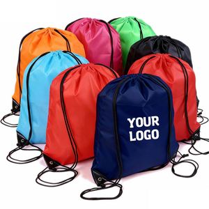 Sacs à dos en polyester en gros avec cordon de serrage, logo personnalisé, sacs en nylon imperméables avec sac à cordon de serrage pour le sport - Product Image 1