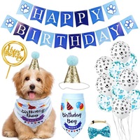 Vente en gros de bandana d'anniversaire pour chien, ensemble de bannières et de ballons, accessoires de fête d'anniversaire pour chien