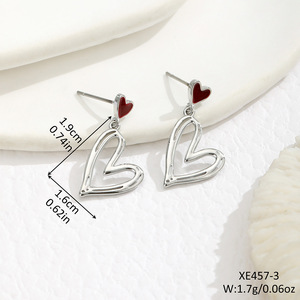 Pendientes con forma de corazón, aleación de zinc, microincrustaciones, joyería de moda para fiestas, tono plateado y dorado, varios estilos - Product Image 4